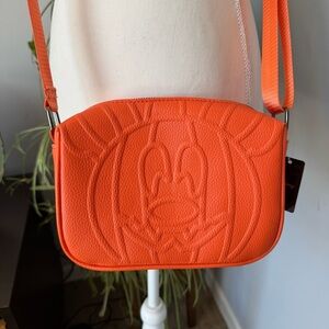Mickey Pumpkin Buckle-Down Orange Crossbody Bag NWOT